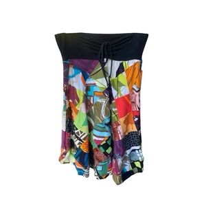 Profile NWT Wearable Art Graphic Colorful Patchwork Skirt I Size: S